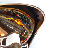 Stoffel Vandoorne, McLaren MCL33, as seen in the reflection of a marshals helmet