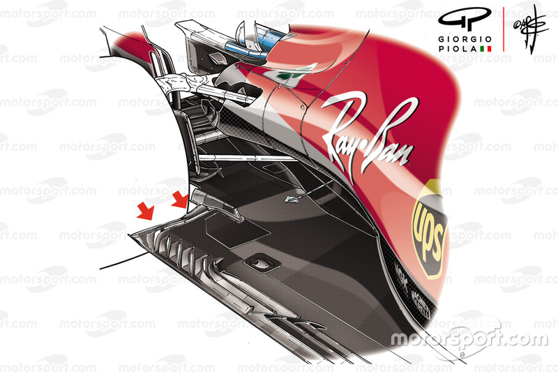 Ferrari SF71H, il fondo con lo slot allungato che è stato bocciato a Suzuka