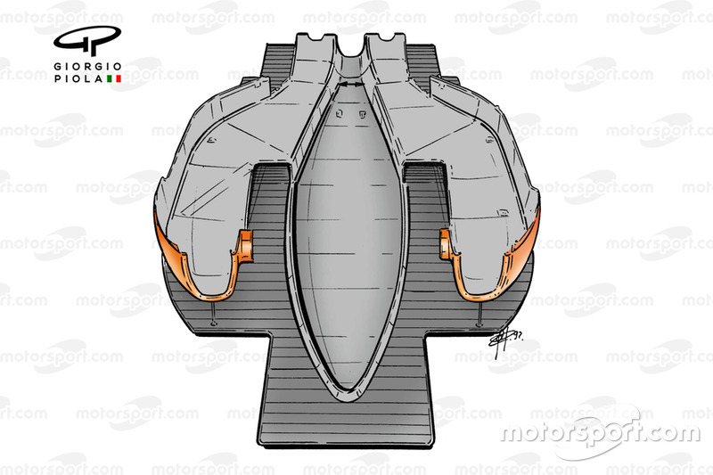 Ferrari F92A, dettaglio del doppio fondo