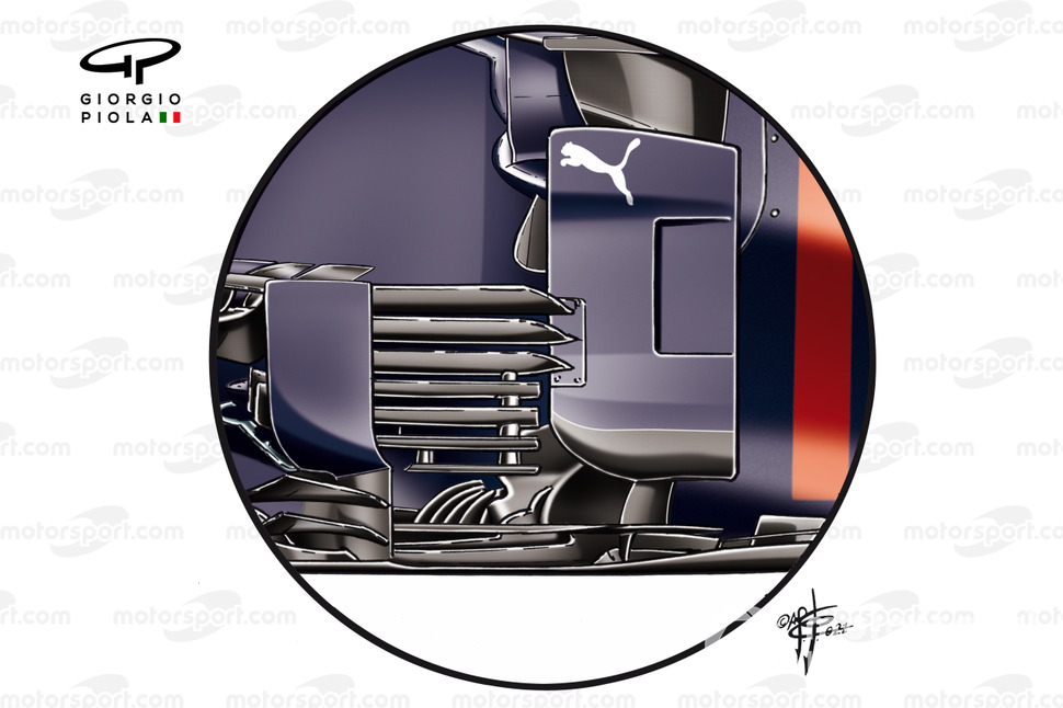 Red Bull Racing RB16B eski bargeboard detay