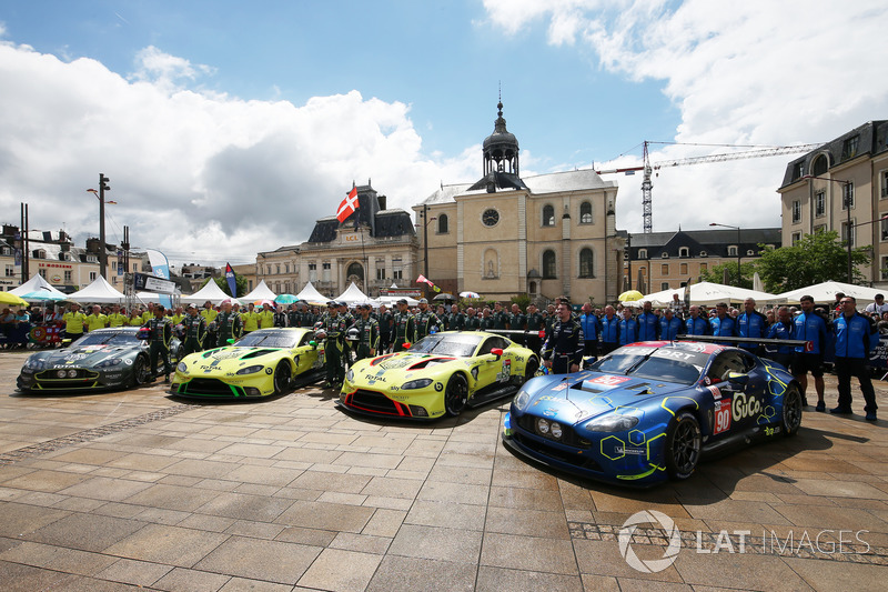 #98 Aston Martin Racing Aston Martin Vantage: Paul Dalla Lana, Pedro Lamy, Mathias Lauda, #97 Aston Martin Racing Aston Martin Vantage AMR: Alex Lynn, Maxime Martin, Jonathan Adams, #95 Aston Martin Racing Aston Martin Vantage AMR: Marco Sorensen, Nicki Thiim, Darren Turner, #90 TF Sport Aston Martin Vantage: Salih Yoluc, Euan Alers-Hankey, Charles Eastwood