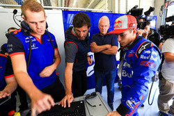 Marc Marquez, tests the Toro Rosso F1 car with Mark Webber watching