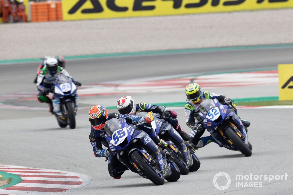Galang Hendra Pratama, Ten Kate Racing Yamaha, saat turun di Race 1 WSSP Catalunya, Spanyol, Sabtu (18/9/2021).
