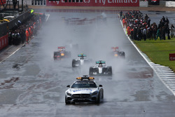 Lewis Hamilton, Mercedes AMG F1 W07 Hybrid leads behind the FIA Safety Car