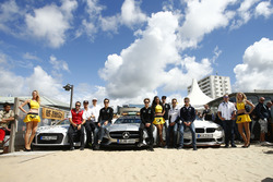 Audi, Mercedes Benz, BMW safety car in spiaggia con Timo Scheider, Audi Sport Team Phoenix; Adrien T