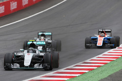 Nico Rosberg, Mercedes AMG F1 W07 Hybrid leads team mate Lewis Hamilton, Mercedes AMG F1 W07 Hybrid