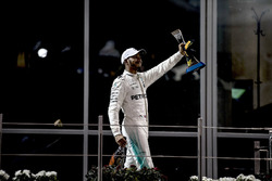 Podium: second place Lewis Hamilton, Mercedes AMG F1