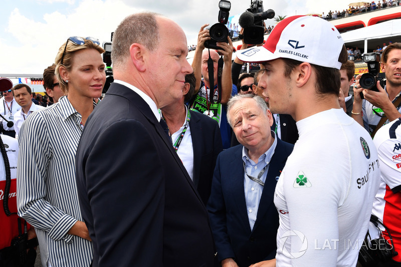 HSH Prince Albert of Monaco, Charles Leclerc, Sauber on the grid