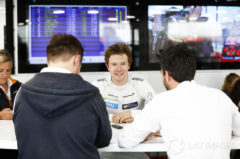 Oliver Turvey, Test Driver, McLaren, talks to the press