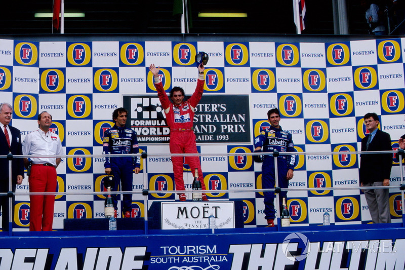 Podium: 1. Ayrton Senna, McLaren; 2. Alain Prost, Williams; 3. Damon Hill, Williams
