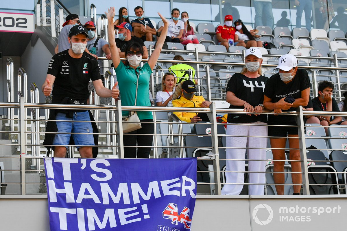 Fans of Lewis Hamilton, Mercedes-AMG F1, in a grandstand