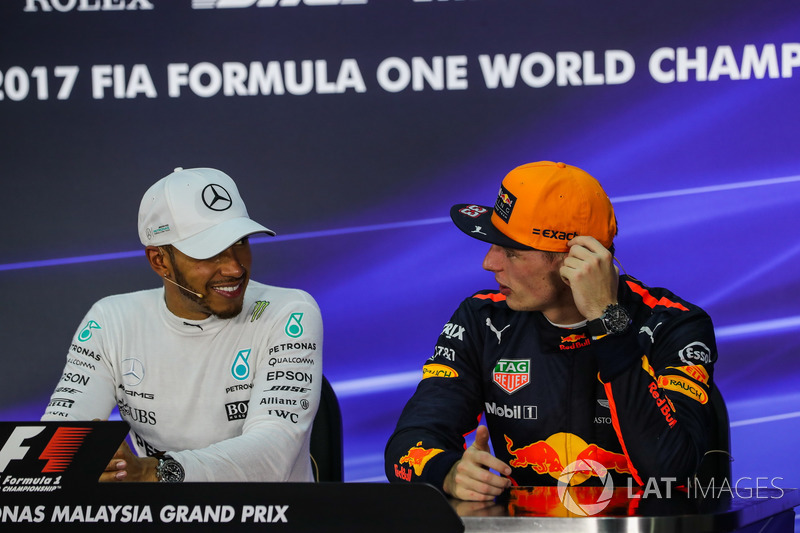 Max Verstappen, Red Bull Racing and Lewis Hamilton, Mercedes AMG F1 in the Press Conference
