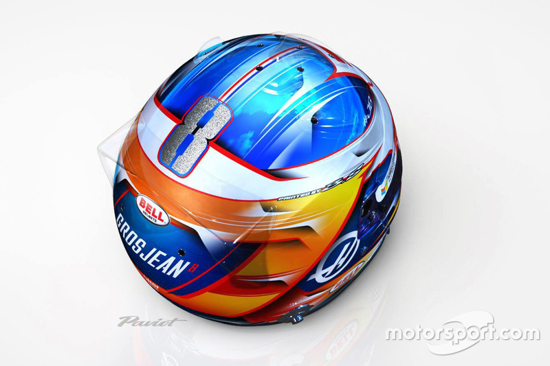 De 2017-helm van Romain Grosjean, Haas F1 Team