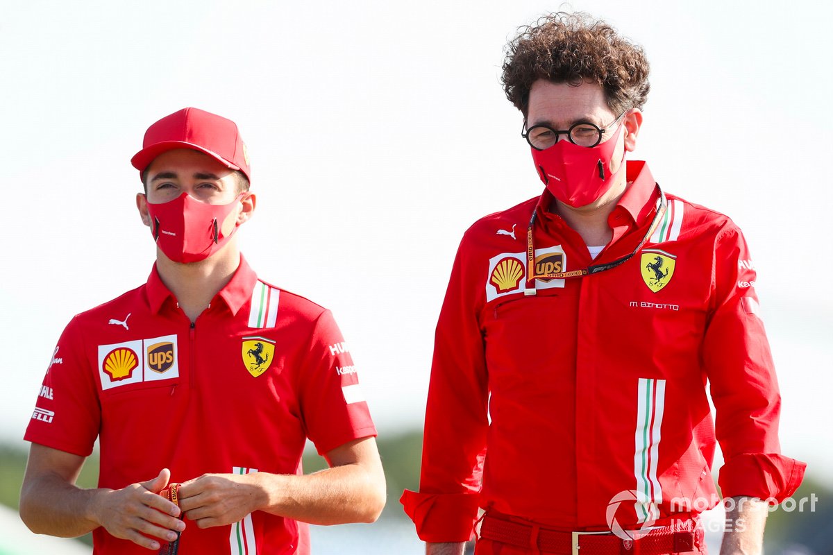 Charles Leclerc, Ferrari and Mattia Binotto, Team Principal Ferrari