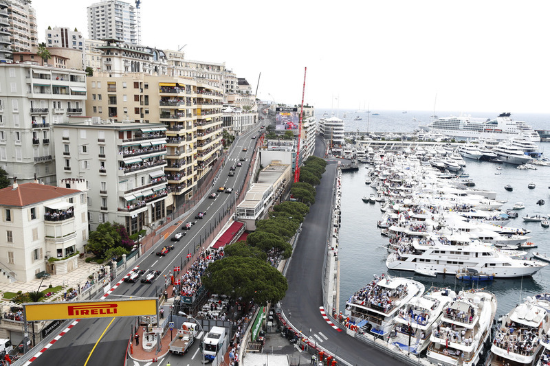 Kevin Magnussen, Haas F1 Team VF-18, and Romain Grosjean, Haas F1 Team VF-18, follow Max Verstappen, Red Bull Racing RB14