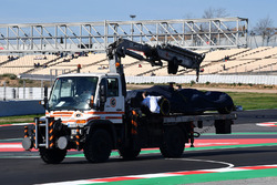 De wagen van Charles Leclerc, Alfa Romeo Sauber C37 na crash