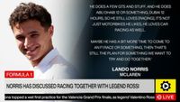 Formula 1: Norris has discussed racing together with MotoGP legend Rossi