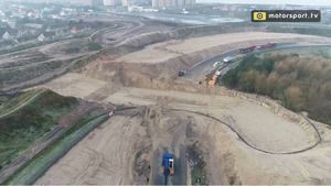 La curva del Circuito Zandvoort en construcción para el GP de Holanda