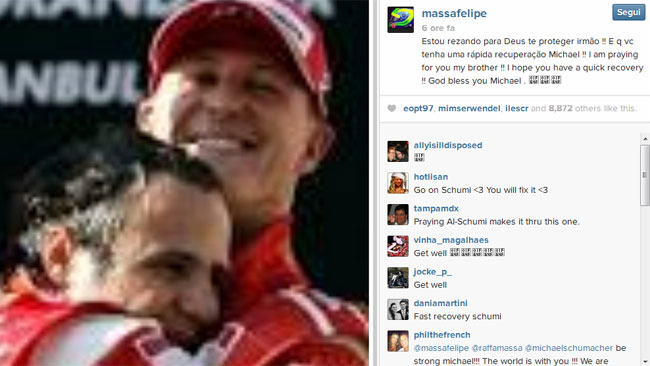 I piloti si stringono intorno a Schumi sui social