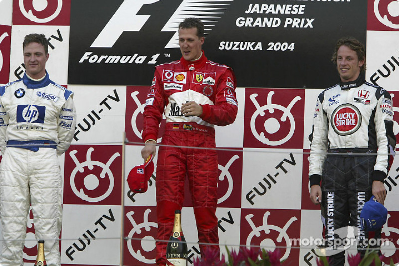2004: 1. Michael Schumacher, 2. Ralf Schumacher, 3. Jenson Button