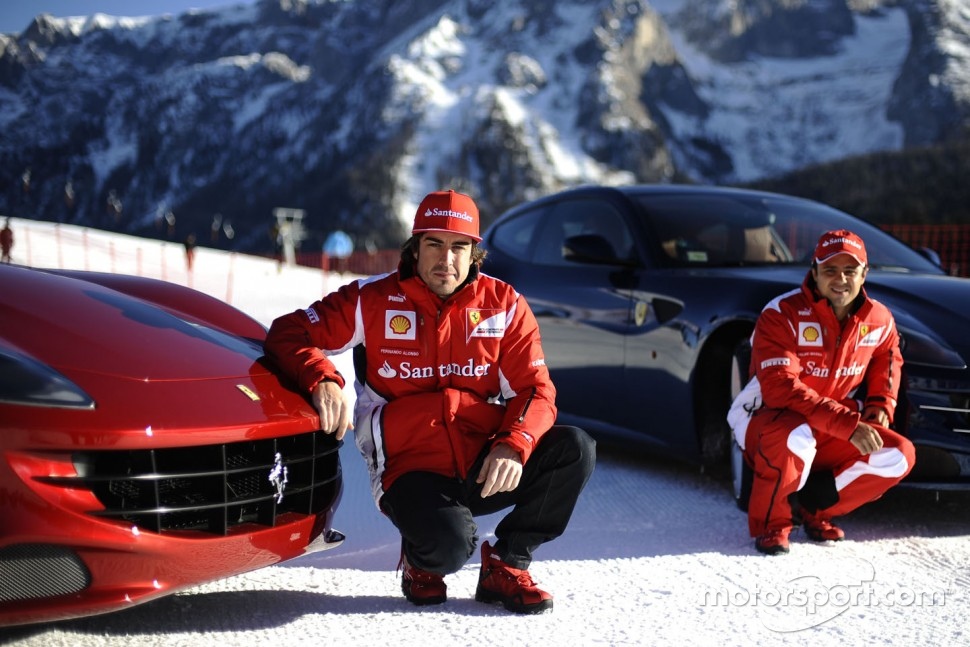 Fernando Alonso and Felipe Massa present the new Ferrari FF