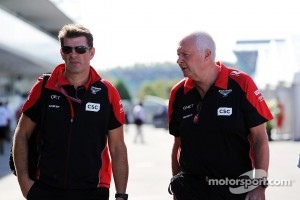 Graeme Lowdon, Marussia F1 Team Chief Executive Officer with John Booth, Marussia F1 Team Team Principal