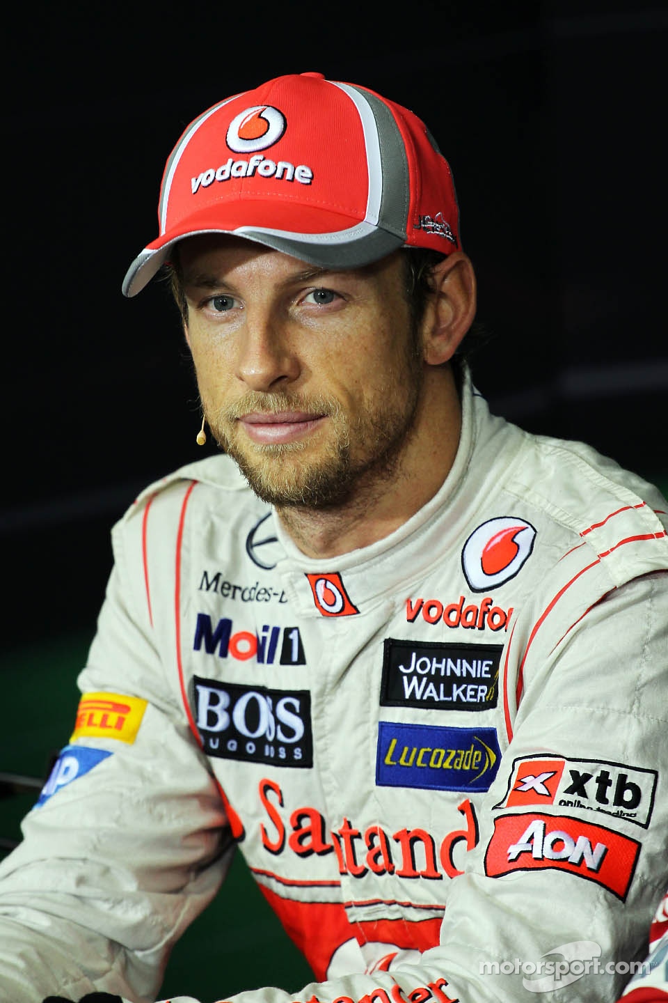 Race winner Jenson Button, McLaren in the FIA Press Conference