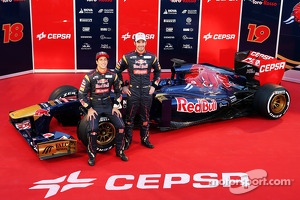 Daniel Ricciardo, Scuderia Toro Rosso and team mate Jean-Eric Vergne, Scuderia Toro Rosso STR8 with the new Scuderia Toro Rosso STR8