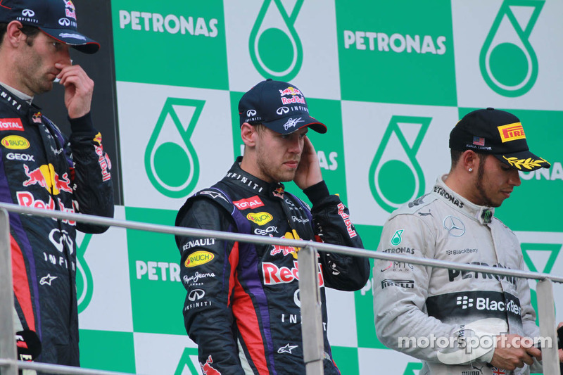 2013: 1. Sebastian Vettel, 2. Mark Webber, 3. Lewis Hamilton