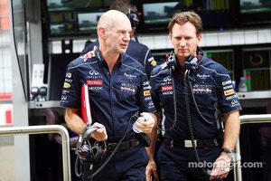 (L to R): Adrian Newey, Red Bull Racing Chief Technical Officer with Christian Horner, Red Bull Racing Team Principal