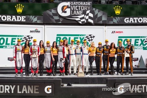 P class podium: class and overall winners Joao Barbosa, Christian Fittipaldi, Sébastien Bourdais, second place Wayne Taylor, Max Angelelli, Ricky Taylor, Jordan Taylor, third place Brian Frisselle, Burt Frisselle, John Martin, Fabien Giroix