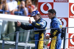 Fernando Alonso and Giancarlo Fisichella celebrate