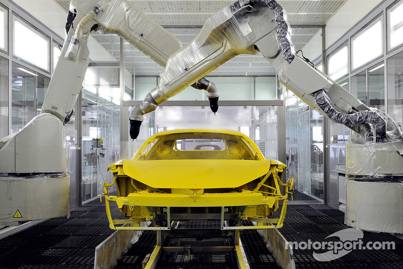 A Ferrari road car being built at Ferrari factory visit Automotive Photos
