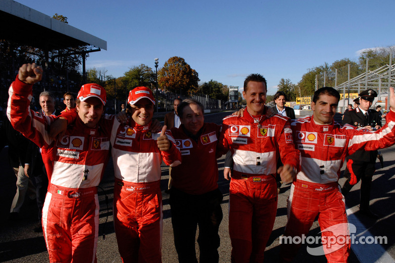 Luca Badoer, Felipe Massa, Jean Todt, Michael Schumacher ve Marc Gene