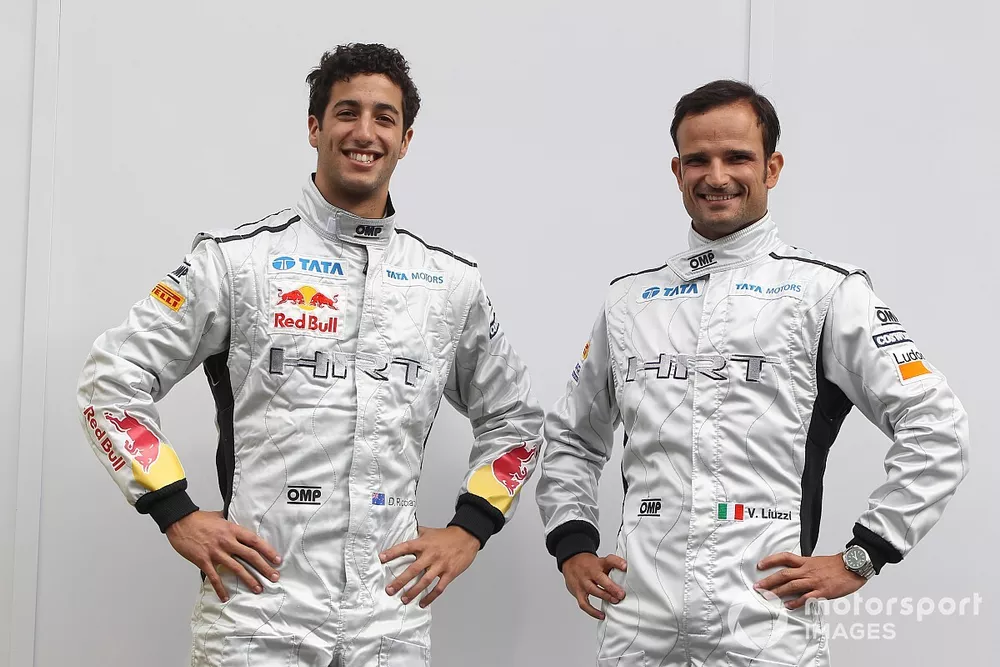 Vitantonio Liuzzi, HRT and team mate Daniel Ricciardo, HRT