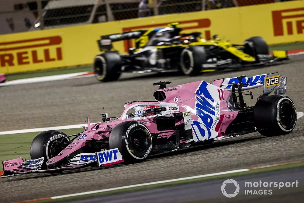 Sergio P&eacute;rez, Racing Point RP20, Esteban Ocon, Renault R.S.20