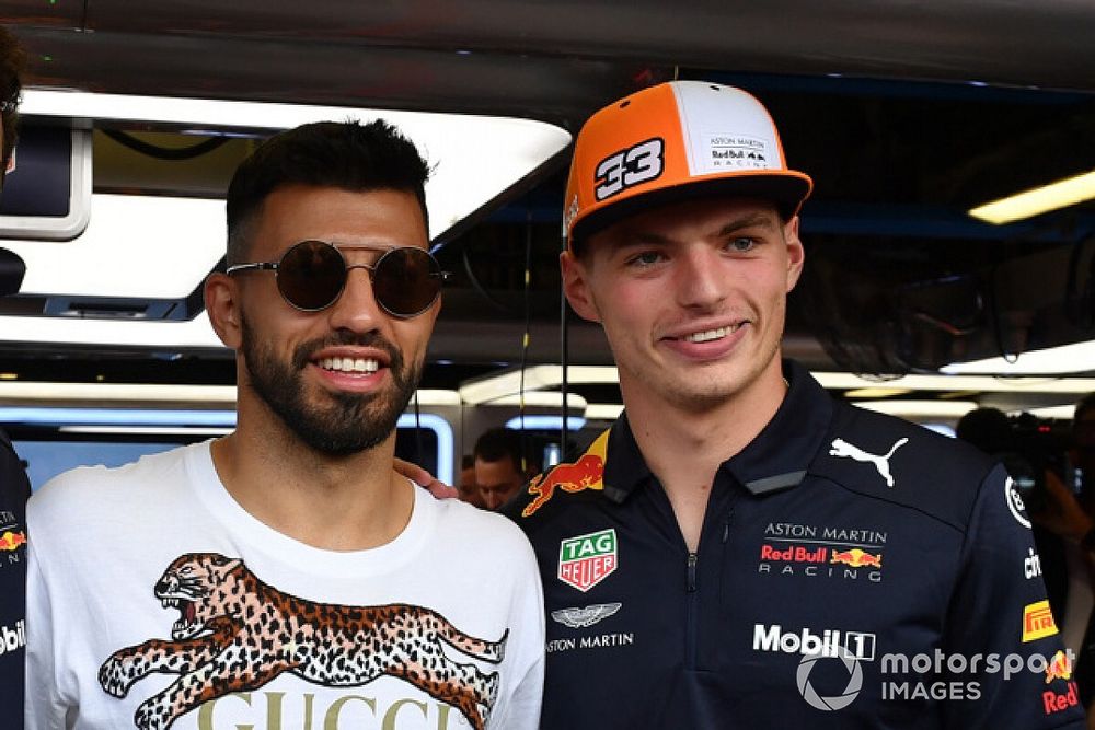 Sergio Agüero, Futbolista con Daniel Ricciardo, Red Bull Racing y Max Verstappen, Red Bull Racing