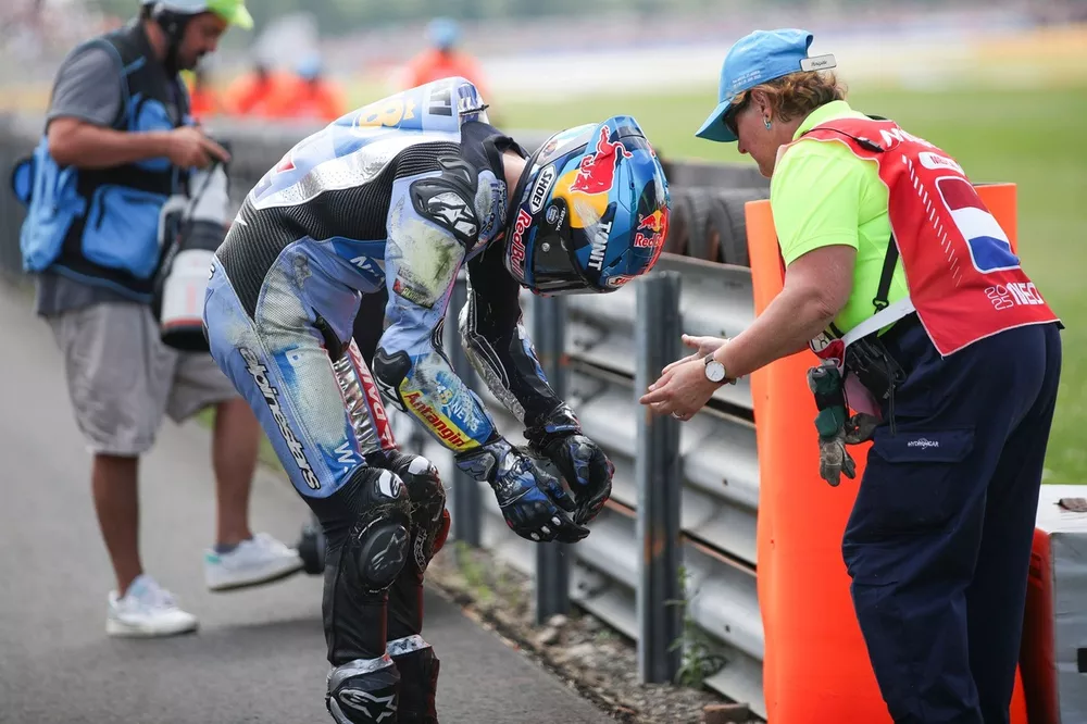 Alex Marquez, Gresini Racing, apr&egrave;s sa chute