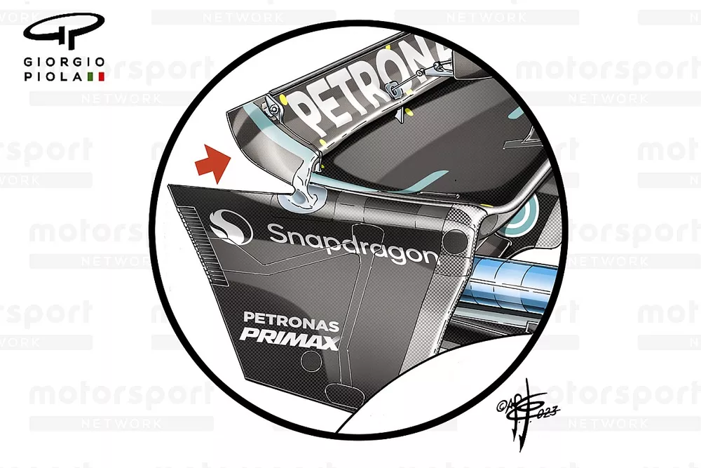 Mercedes W14 rear wing end plate