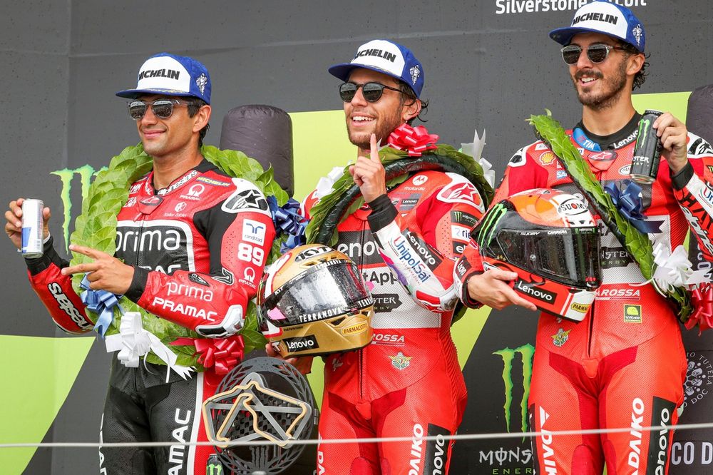 Francesco Bagnaia, Ducati Team, Enea Bastianini, Ducati Team, Jorge Martin, Pramac Racing