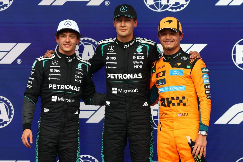 Lando Norris, McLaren, George Russell, Mercedes, Andrea Kimi Antonelli, Mercedes