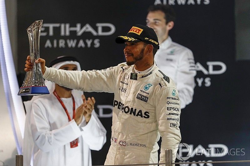 Podium: second place Lewis Hamilton, Mercedes AMG F1