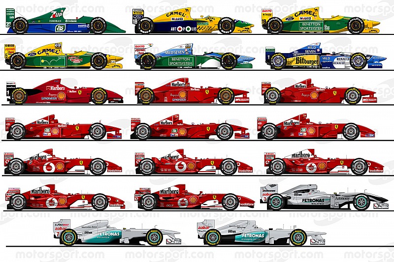 【生誕50周年記念】ミハエル・シューマッハー、F1愛車20台をイラストで振り返る