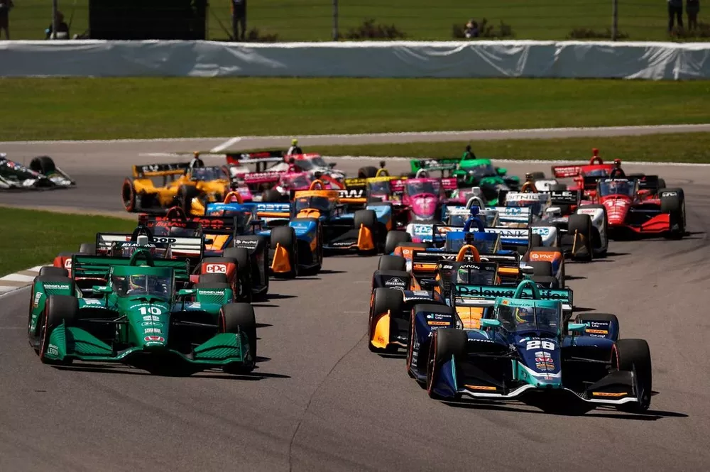 Alex Palou, Chip Ganassi Racing Honda, Romain Grosjean, Andretti Autosport Honda, start