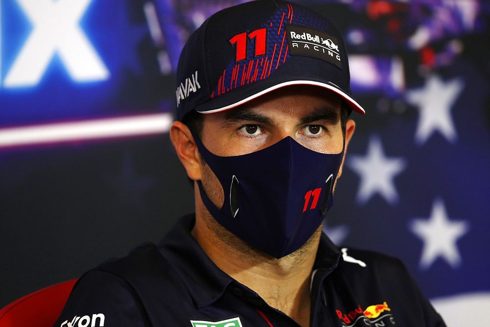 Sergio Perez, Red Bull Racing, 3rd position, in the Press Conference