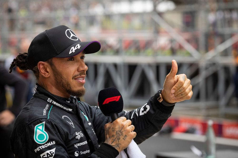Lewis Hamilton, Mercedes-AMG F1 Team, 2nd position, is interviewed in Parc Ferme 