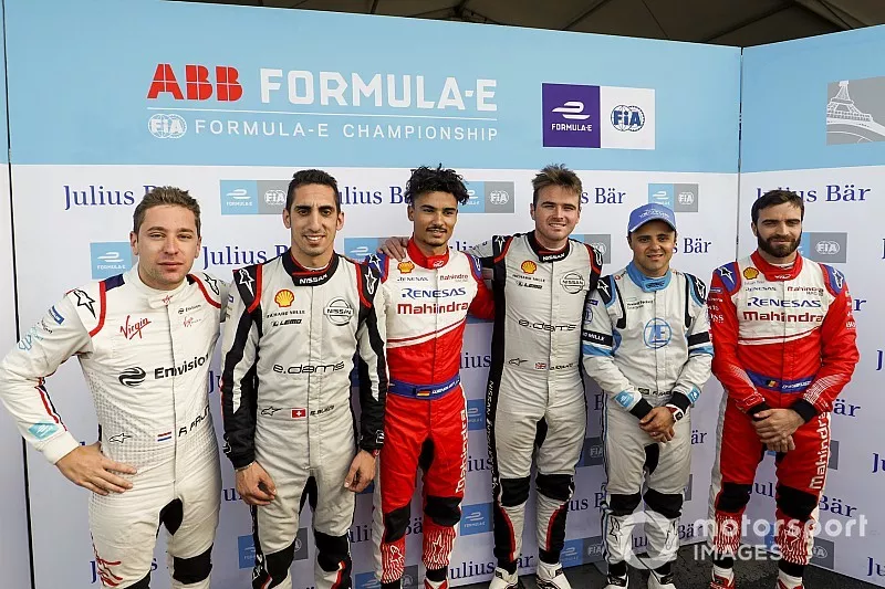 Robin Frijns, Envision Virgin Racing, S&eacute;bastien Buemi, Nissan e.Dams, Pascal Wehrlein, Mahindra Racing, Oliver Rowland, Nissan e.Dams, Felipe Massa, Venturi Formula E, J&eacute;r&ocirc;me d'Ambrosio, Mahindra Racing