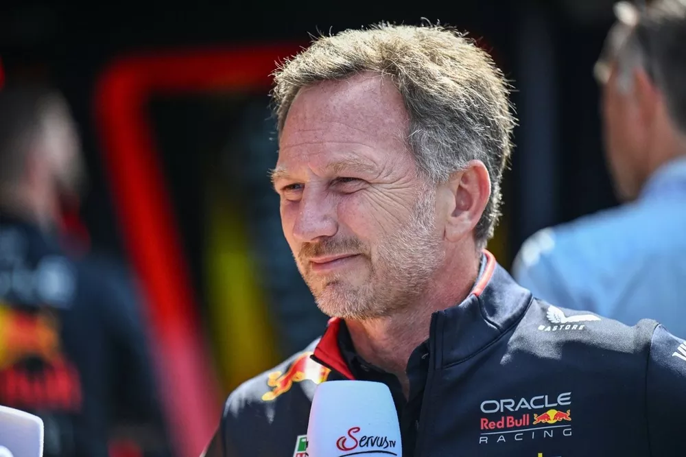 Christian Horner, Team Principal, Red Bull Racing, gives an interview