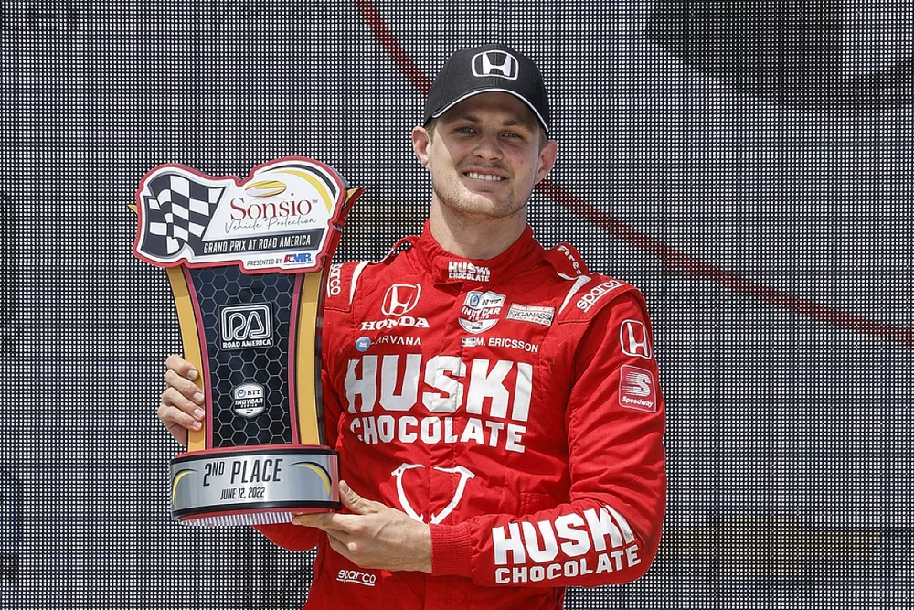 Marcus Ericsson, Chip Ganassi Racing Honda, podium