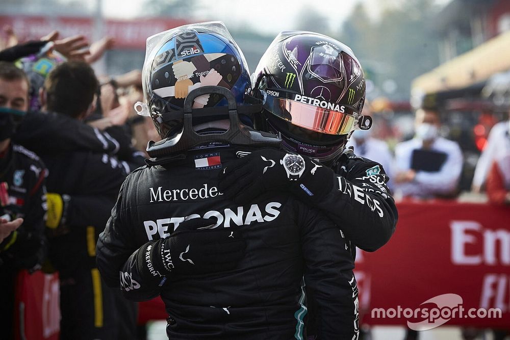 Race Winner Lewis Hamilton, Mercedes-AMG F1, second place Valtteri Bottas, Mercedes-AMG F1